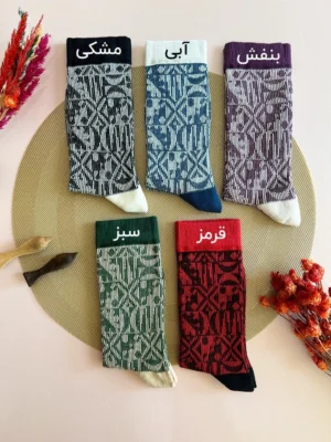 جوراب ساق بلند زنانه طرح هندسی