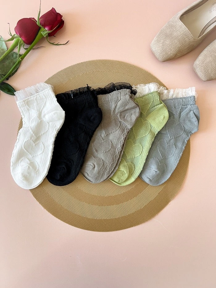 جوراب مچی لب توری قلبی