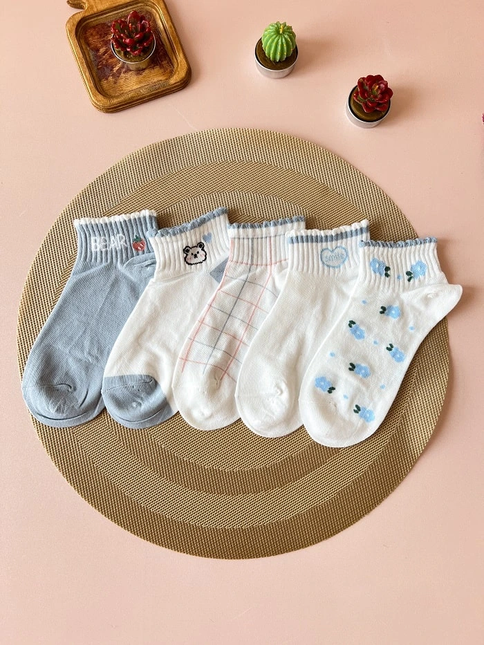 جوراب مچی ست آبی خرسی