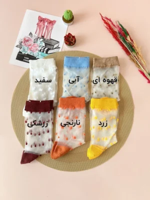 جوراب ساق بلند شیشه ای خال دار زنانه
