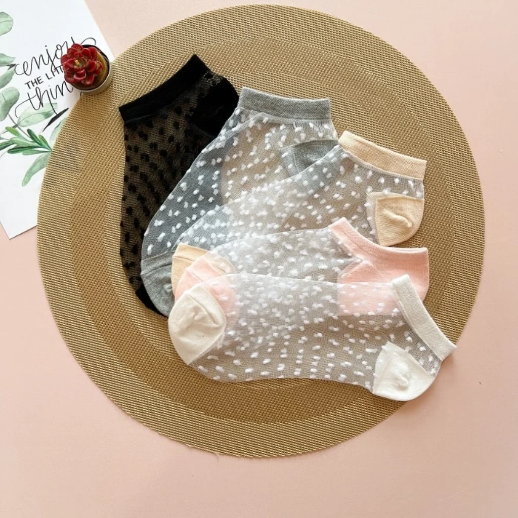 جوراب مچی زنانه شیشه ای خال دار