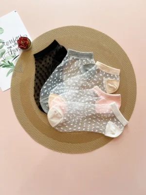 جوراب مچی زنانه شیشه ای خال دار