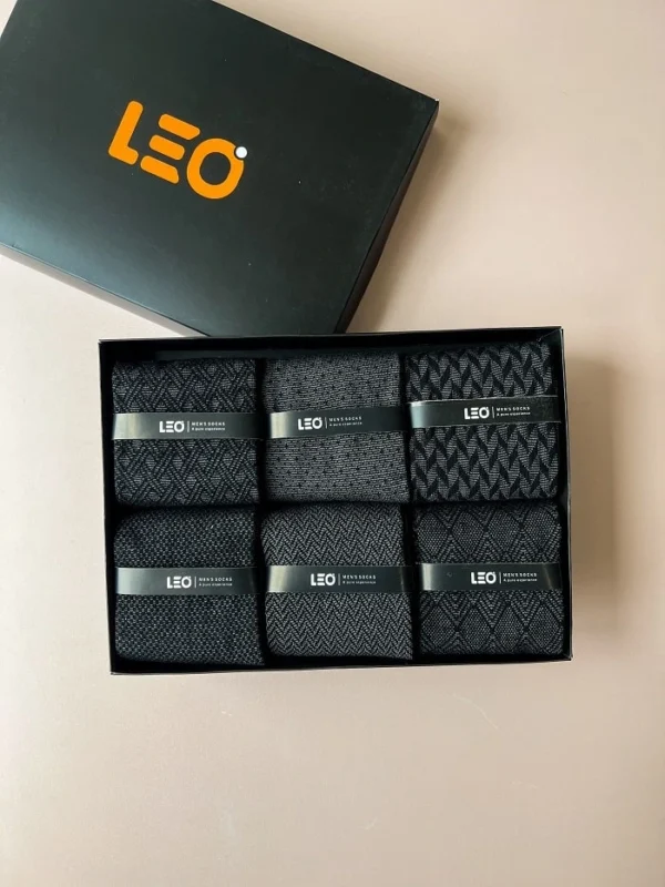 جوراب ساق بلند مردانه LEO کد 110 پک جوراب ساق بلند مردانه طرح دار کلاسیک و رسمی