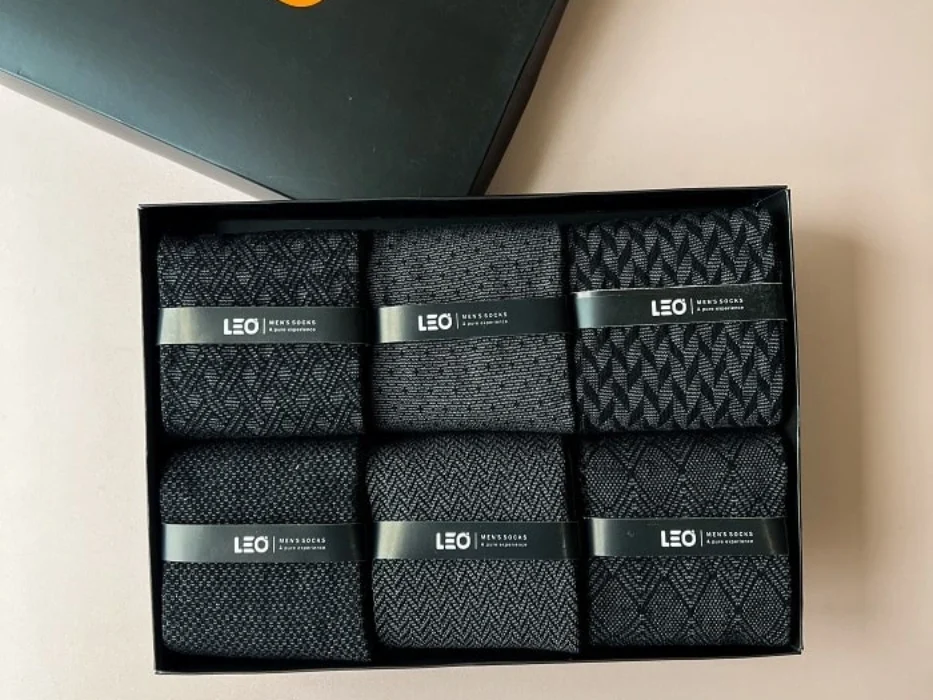 جوراب ساق بلند مردانه LEO کد 110 پک جوراب ساق بلند مردانه طرح دار کلاسیک و رسمی