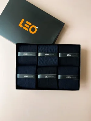 جوراب ساق بلند مردانه LEO کد 125 پک جوراب ساق بلند مردانه طرح دار کلاسیک و رسمی