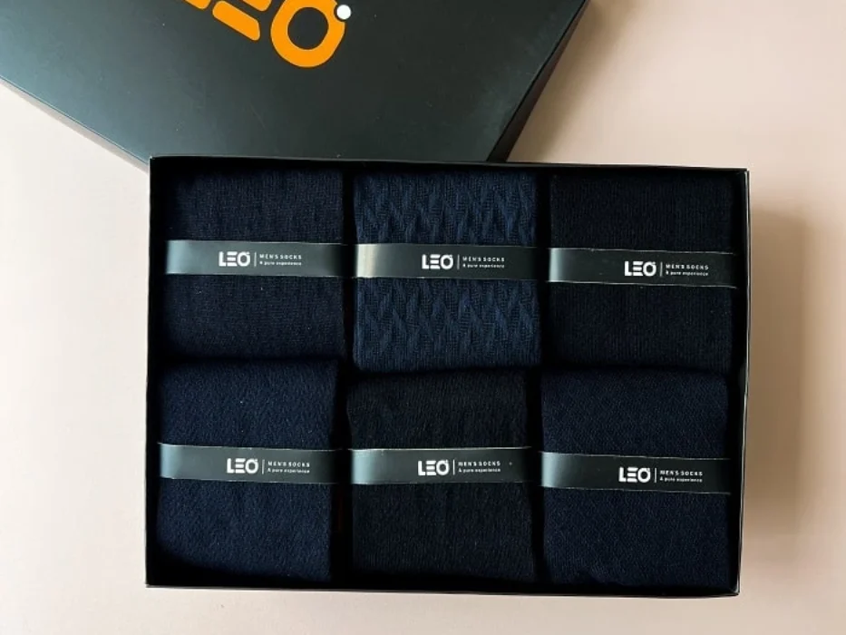 جوراب ساق بلند مردانه LEO کد 125 پک جوراب ساق بلند مردانه طرح دار کلاسیک و رسمی