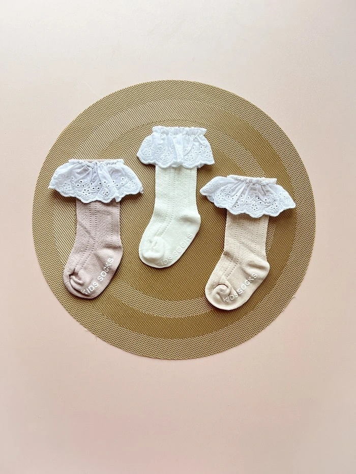 جوراب ساق بلند بچگانه دخترانه گیپور