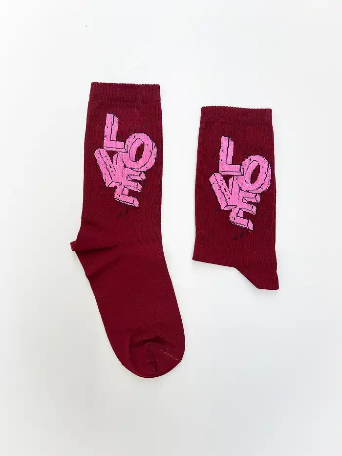 جوراب ساق بلند زنانه طرح Love