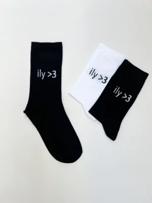 جوراب ساق بلند طرح ily >3 (آی لاو یو) یونیسکس