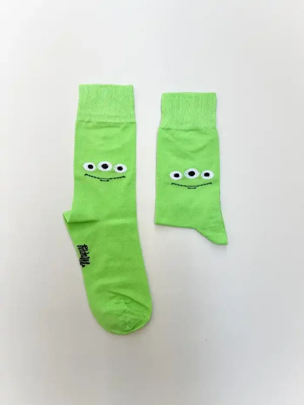 جوراب ساق بلند کارتونی Little Green Men یونیسکس - Image 2
