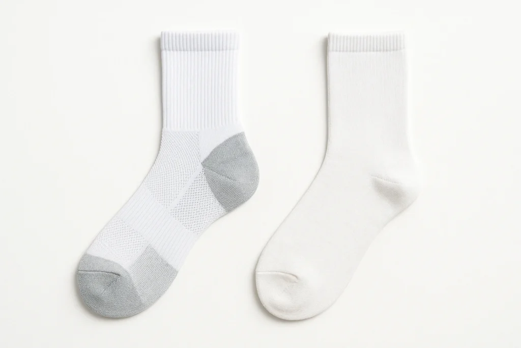 چرا انتخاب جوراب ورزشی مناسب، کلید موفقیت ورزشکاران است؟ 2 مقایسه جوراب ورزشی و جوراب عادی