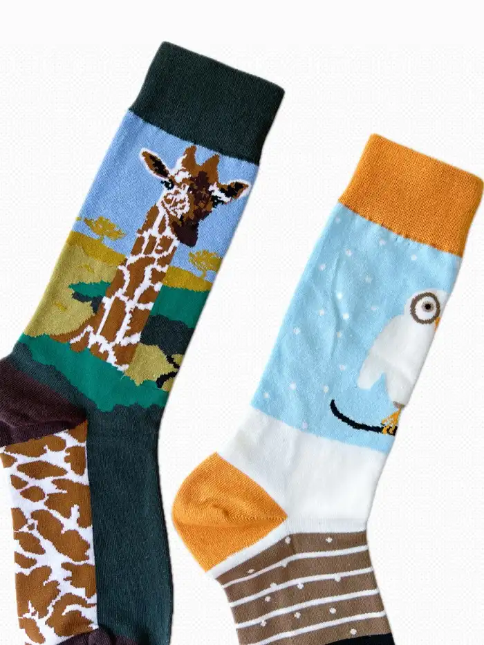جوراب ساق بلند زنانه ست حیوانات 3 جوراب ساق بلند زنانه ست حیوانات - Image 3