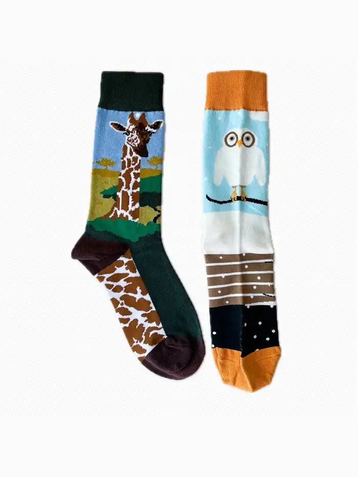 جوراب ساق بلند زنانه ست حیوانات 2 جوراب ساق بلند زنانه ست حیوانات - Image 2
