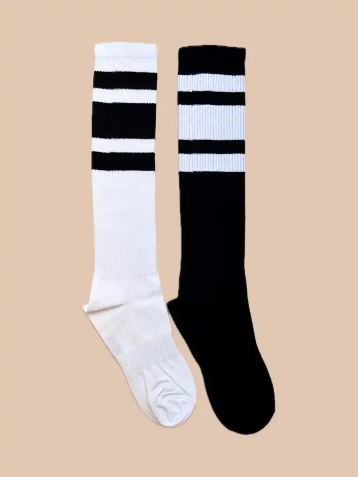 جوراب ساق بلند زیر زانو ورزشی طرح راه راه یونیسکس