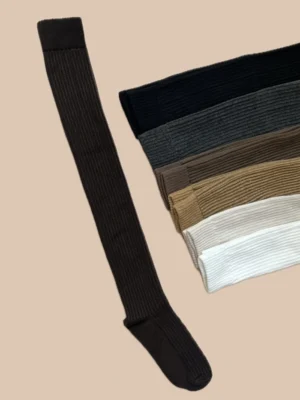 جوراب ساق بلند بالا زانو زنانه طرح کبریتی برجسته