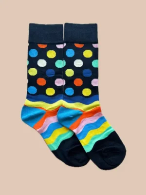 جوراب ساق بلند زنانه طرح توپی رنگی