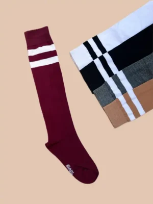 جوراب ساق بلند زیر زانو زنانه طرح دو خط