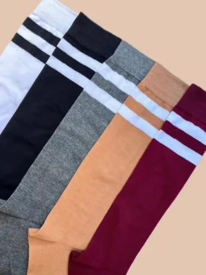 جوراب ساق بلند زیر زانو زنانه طرح دو خط اسپرت