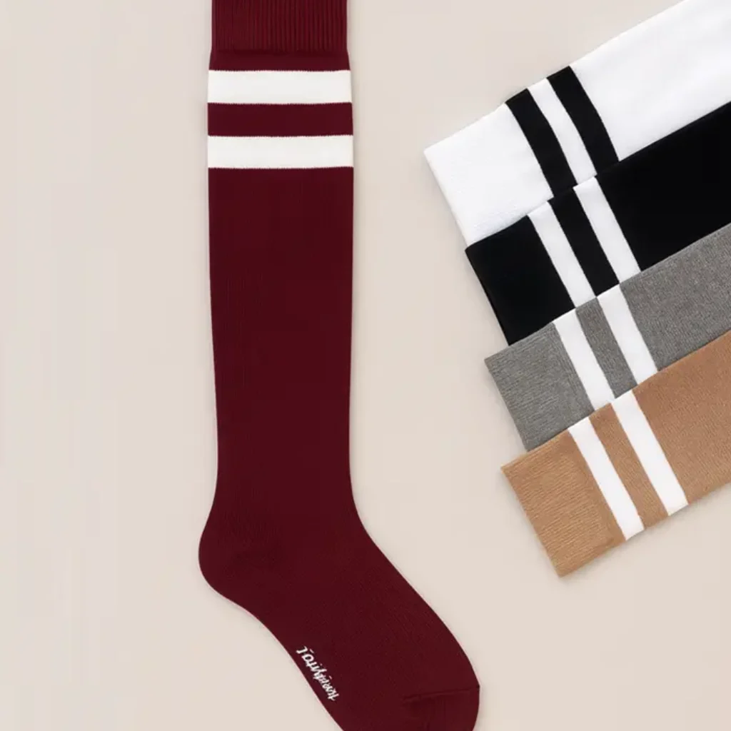 جوراب ساق بلند زیر زانو زنانه طرح دو خط اسپرت
