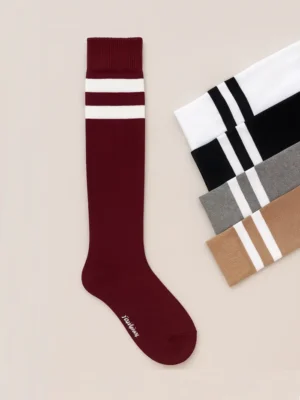 جوراب ساق بلند زیر زانو زنانه طرح دو خط اسپرت