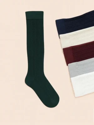 جوراب ساق بلند زیر زانو زنانه طرح گندمی برجسته