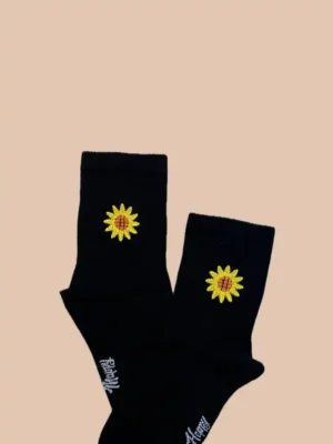 جوراب نیم‌ ساق زنانه گلدوزی طرح آفتابگردان