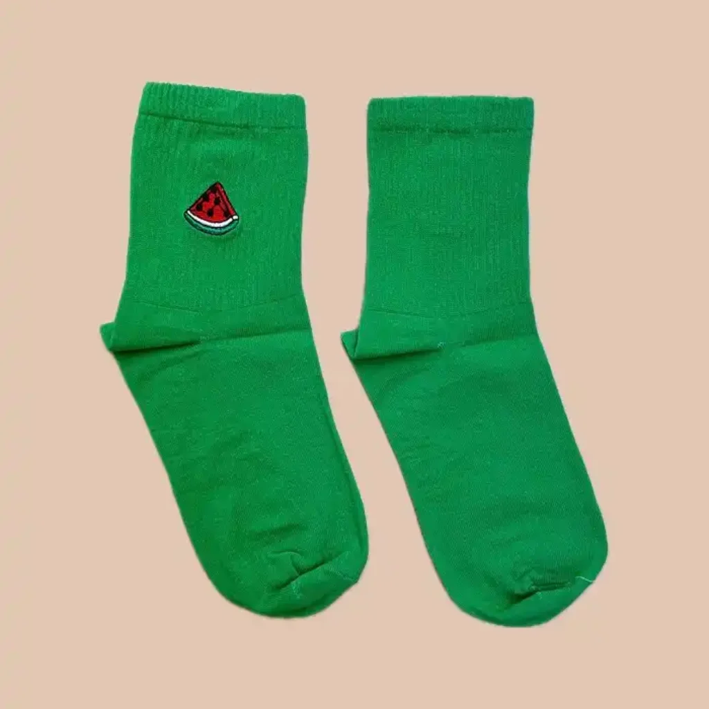 جوراب نیم ساق زنانه گلدوزی طرح هندوانه