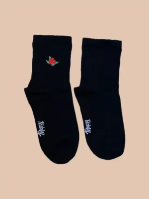 جوراب نیم ساق زنانه گلدوزی طرح گل رز