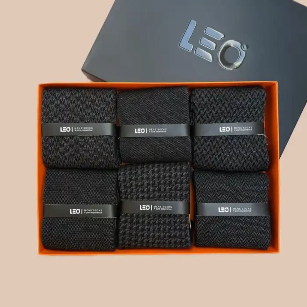 پک جوراب ساق بلند مردانه کلاسیک طرح دار LEO کد 110-126