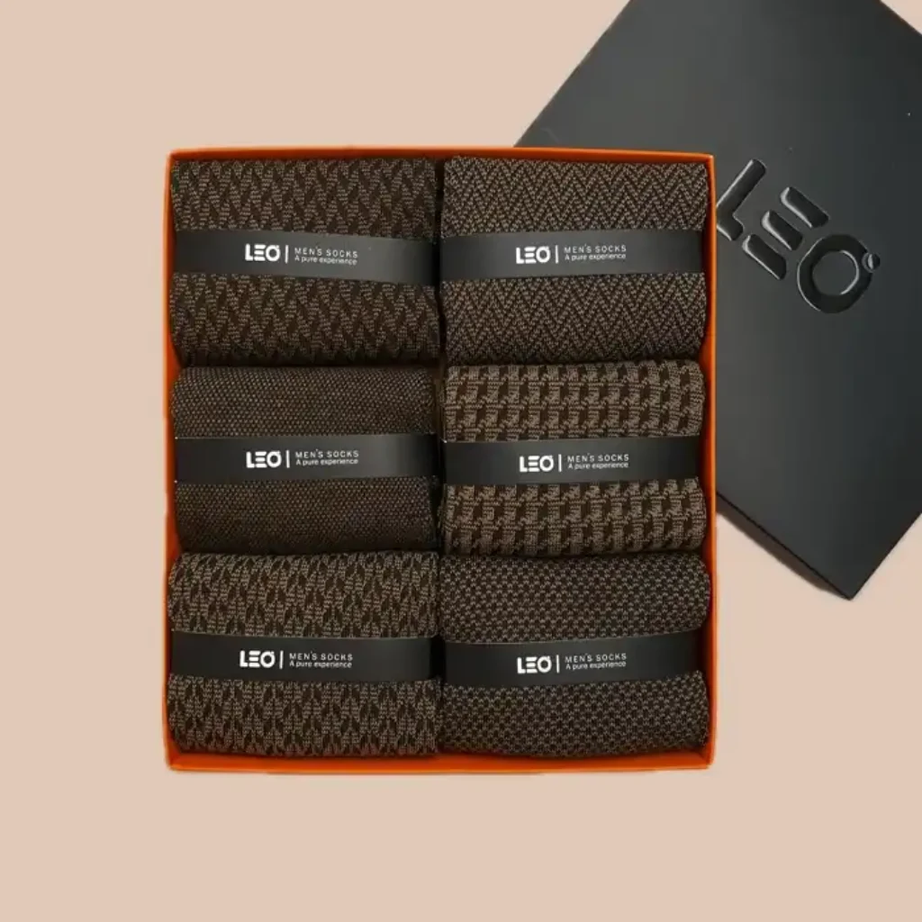 پک جوراب ساق بلند مردانه کلاسیک طرح دار LEO کد 152-156