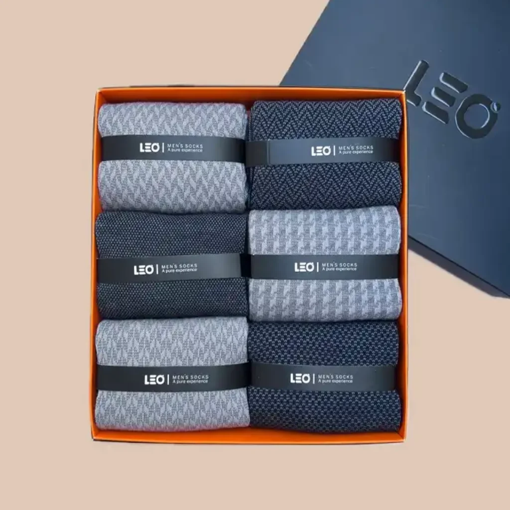پک جوراب ساق بلند مردانه کلاسیک طرح دار LEO کد107
