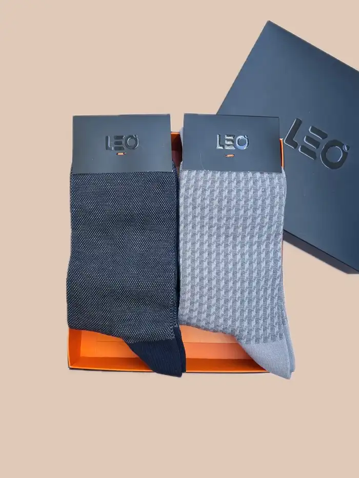 پک جوراب ساق بلند مردانه کلاسیک طرح دار LEO کد 107 2 پک جوراب ساق بلند مردانه کلاسیک طرح دار LEO کد107