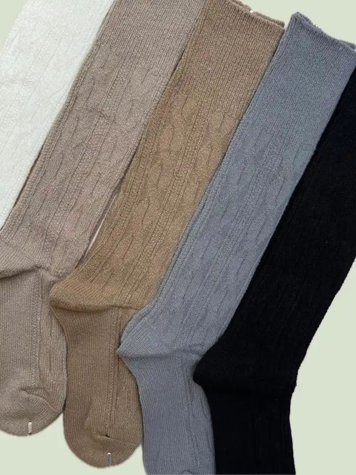 جوراب زیر زانو زنانه بافت گیسو 3 جوراب زیر زانو زنانه بافت گیسو