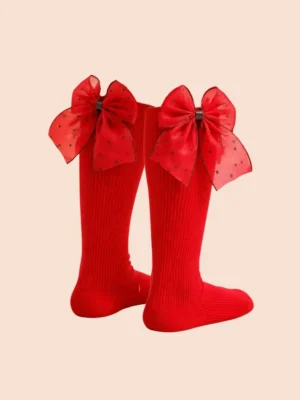 جوراب ساق بلند دخترانه طرح دار پاپیونی یلدایی