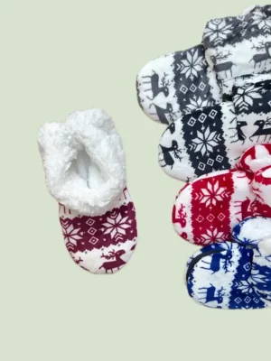 پاپوش ساق دار زنانه کریسمسی طرح گوزن 1 پاپوش ساق دار زنانه کریسمسی طرح گوزن