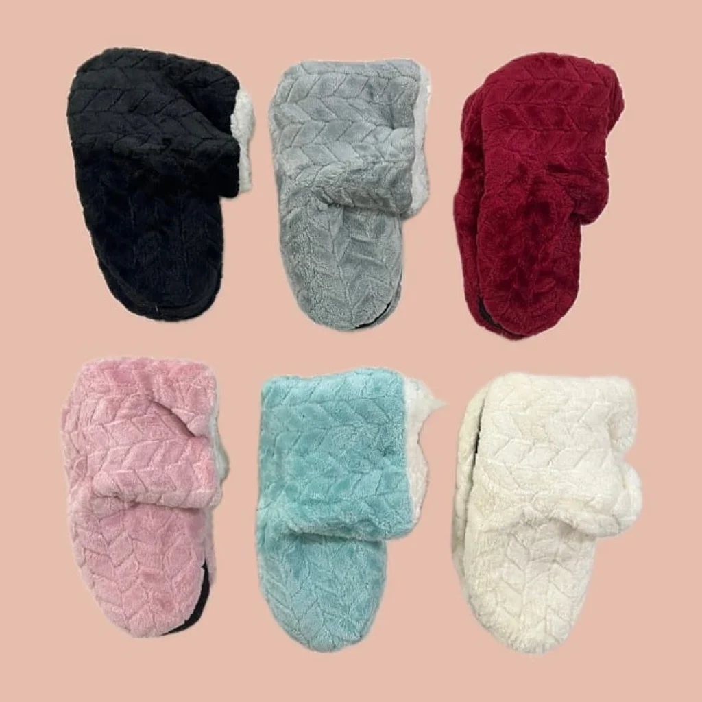 پاپوش ساق دار زنانه خزدار رنگی ساده