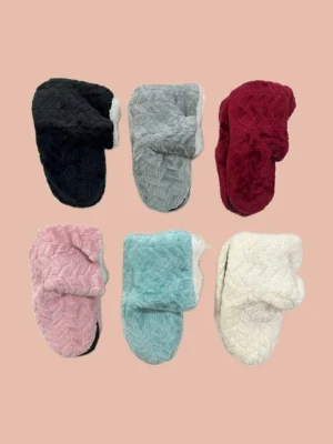 پاپوش ساق دار زنانه خزدار رنگی ساده