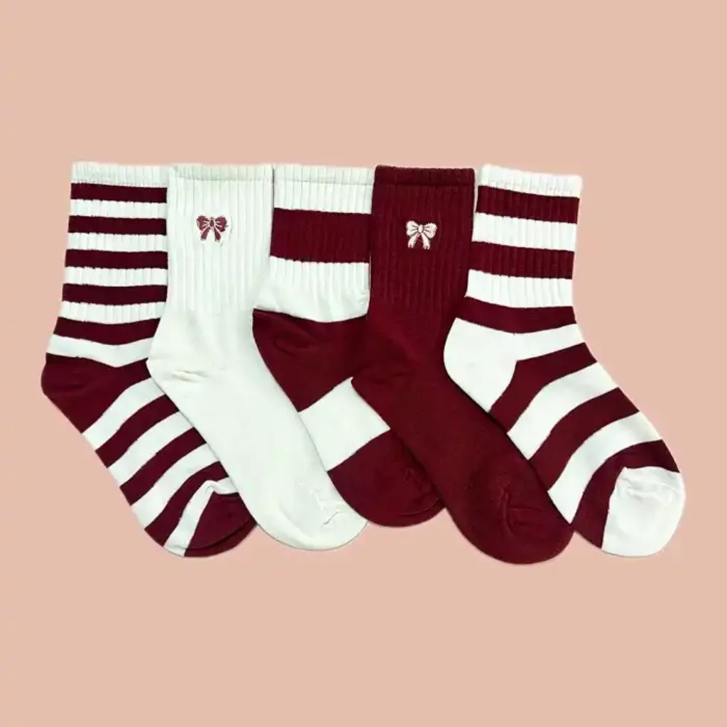 پک ولنتاینی جوراب ساق بلند زنانه طرح پاپیون