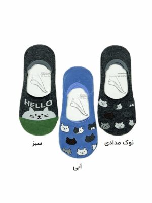 جوراب کالج زنانه نخی طرح گربه