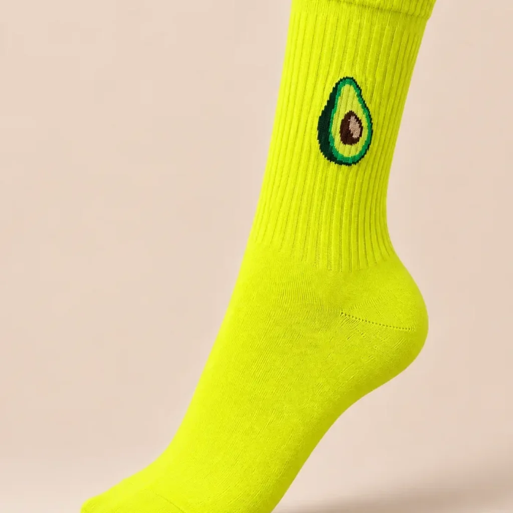 جوراب ساق بلند نئون طرح آووکادو