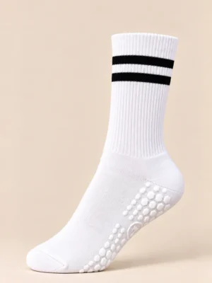 White Striped Grip Sock Product Shot 1